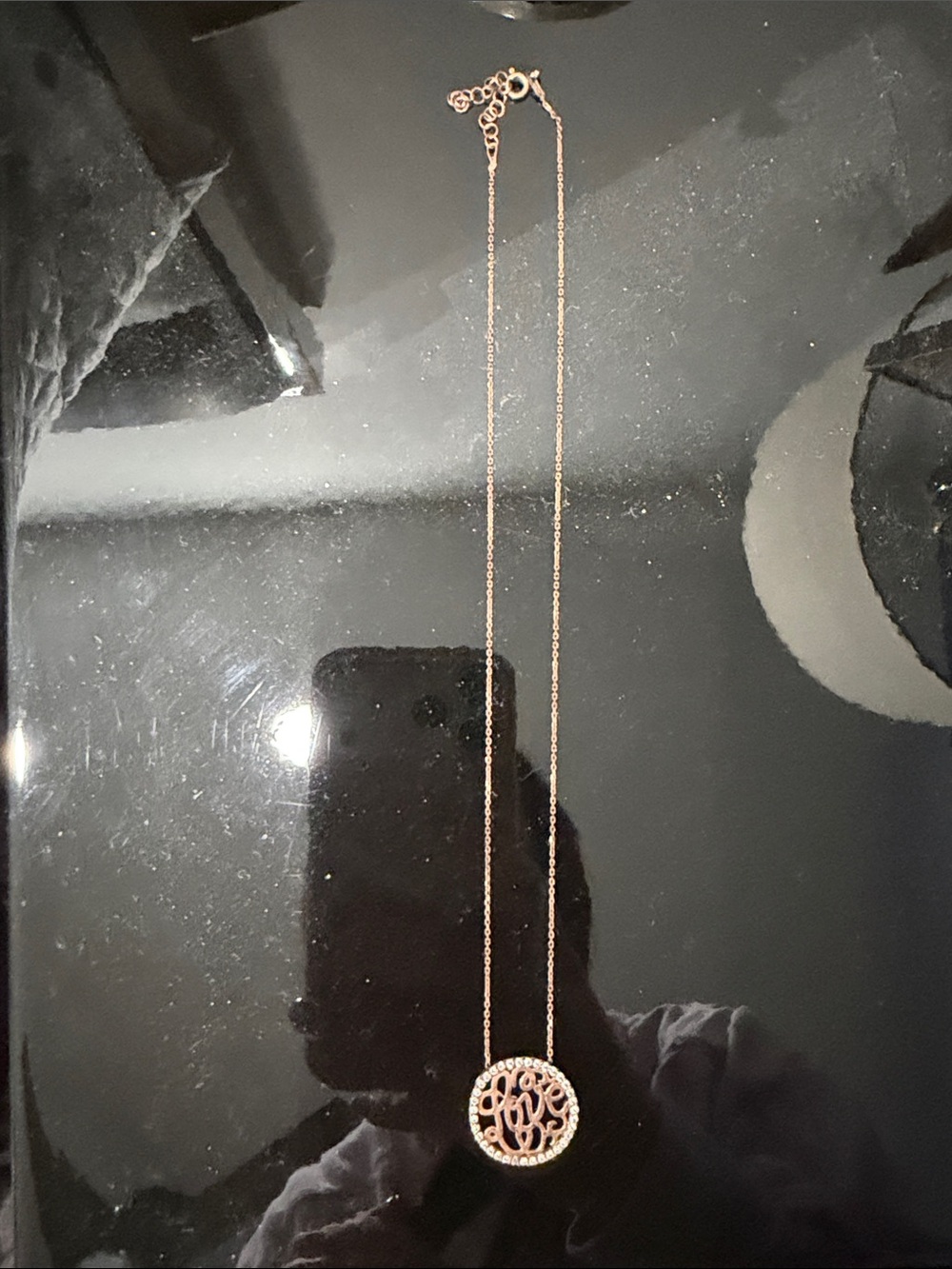 Rose Gold Monogram Circle Pendant Necklace